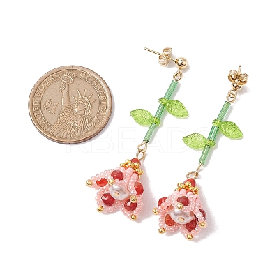 Dyed Natural Agate Dangle Stud Earrings EJEW-MZ00125-01-1