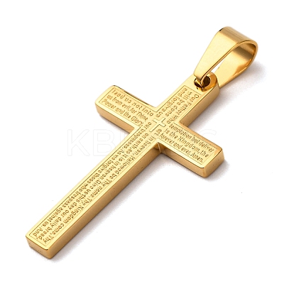 304 Stainless Steel Religion Bible Cross Pendants STAS-F323-11G-1