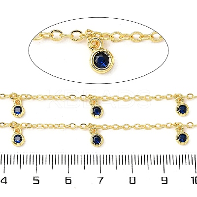Brass Cubic Zirconia Cable Chains CHC-H112-02G-06-1