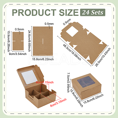 Square Foldable Paper Cake Box CON-WH0089-174A-1