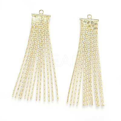 Brass Boston Link Chain Tassel Pendants X-KK-S348-171-1