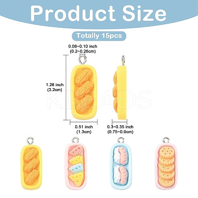 15Pcs Oval Imitation Food Opaque Resin Pendants RESI-YW0005-07-1