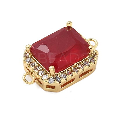 Rack Plating Brass Micro Pave Clear Cubic Zirconia Rectangle Connector Charms KK-A234-028G-03-1