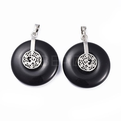 Natural Obsidian Pendants G-F640-F02-1