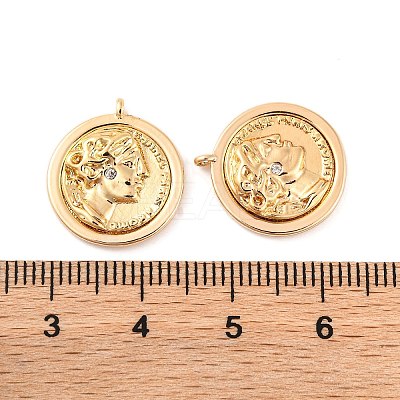 Brass Micro Pave Clear Cubic Zirconia Pendants KK-S389-11G-1