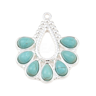 Bohemian Style 304 Stainless Steel with Dyed Synthetic Turquoise Pendants LS-STAS-G381-01S-1