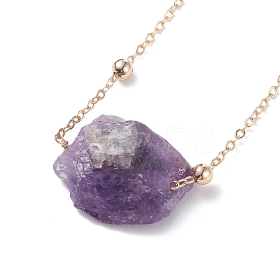 Natural Raw Stone Pendant Necklace for Women NJEW-JN03781-1