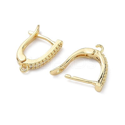 Brass Micro Pave Clear Cubic Zirconia Hoop Earring Findings KK-Z143-06G-1