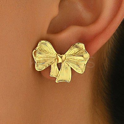Sweet 201 Stainless Steel Bowknot Stud Earrings SK0525-2-1