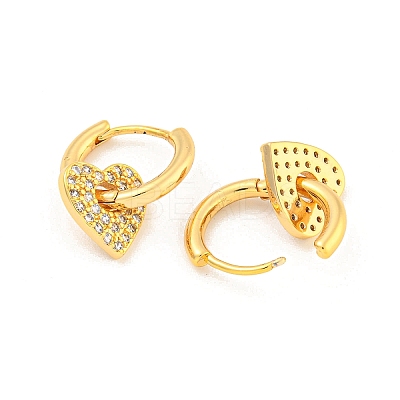 Brass Micro Pave Clear Cubic Zirconia Hoop Earrings for Women EJEW-K286-02G-1