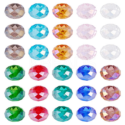 50Pcs 10 Colors Transparent Glass European Beads GPDL-TA0001-13-1