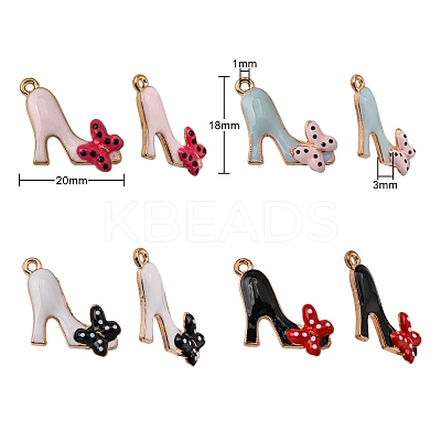 40Pcs 4 Colors Alloy Enamel Stilettos Pendants ENAM-CJ0002-47-1