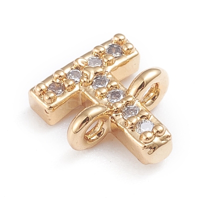 Brass Micro Pave Cubic Zirconia Letter Links ZIRC-I042-16G-T-1