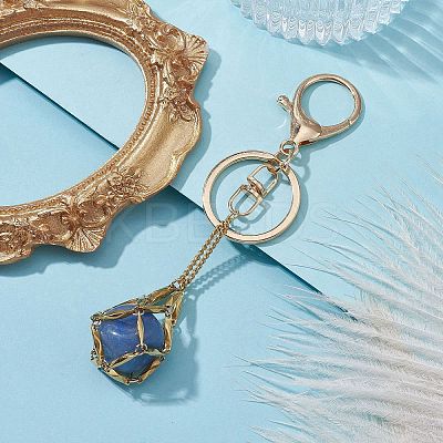 04 Stainless Steel Braided Macrame Pouch Empty Stone Holder for Keychain KEYC-JKC00530-01-1