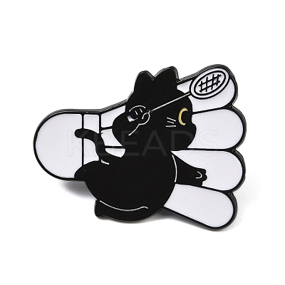 Cat with Badminton Sport Enamel Pins LS-JEWB-I052-05EB-02-1