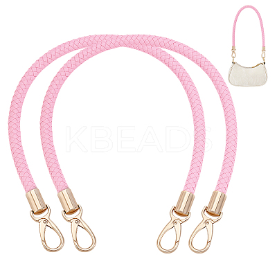 Imitation Leather Braided Round Cord Bag Handles with Zinc Alloy Clasps FIND-WH0126-941A-02-1