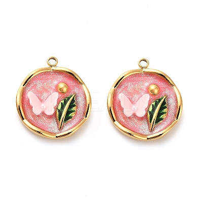 304 Stainless Steel Enamel  Pendants STAS-B084-09G-03-1