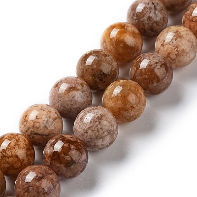 Natural Flower Agate Beads Strands G-B044-A01-04-1