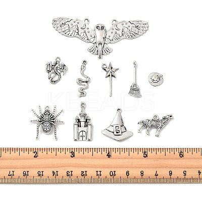 40Pcs 10 Styles Halloween Tibetan Style Alloy Pendants TIBE-FS0003-30-1
