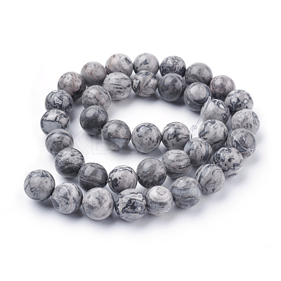 Natural Map Stone/Picasso Stone/Picasso Jasper Beads Strands X-G-G047-10mm-1