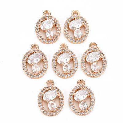 Rack Plating Brass Micro Pave Clear Cubic Zirconia Pendants KK-T060-31-RS-1