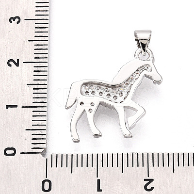 Brass Micro Pave Clear Cubic Zirconia Pendants KK-T080-11P-1