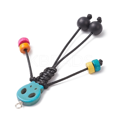 Dyed Synthetic Turquoise Skull Korean Waxed Polyester Cord Big Pendants PALLOY-TA00301-1