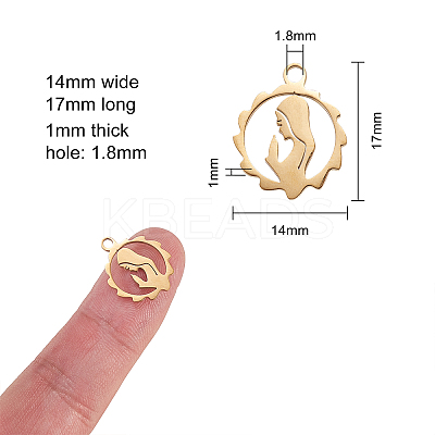 304 Stainless Steel Pendants LS-STAS-CJC0001-01G-1