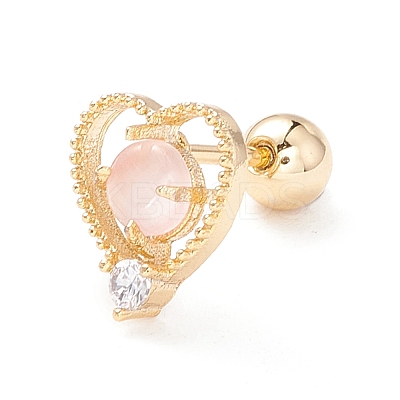 Heart Cat Eye Stud Earrings for Women LS-EJEW-A065-01G-1