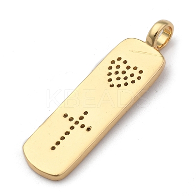 Brass Micro Pave Clear Cubic Zirconia Pendants ZIRC-A013-23G-1