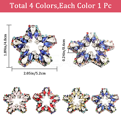 4Pcs 4 Colors Star Rhinestone Appliques FIND-GF0004-97-1