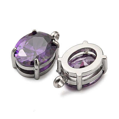 304 Stainless Steel Charms Micro Pave Cubic Zirconia STAS-L022-160P-1