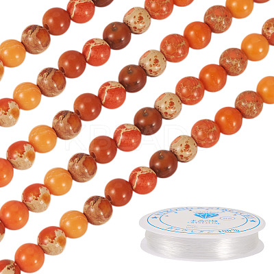 DIY Natural Regalite/Imperial Jasper/Sea Sediment Jasper Beads Bracelets  Making KIts DIY-TA0002-69B-1
