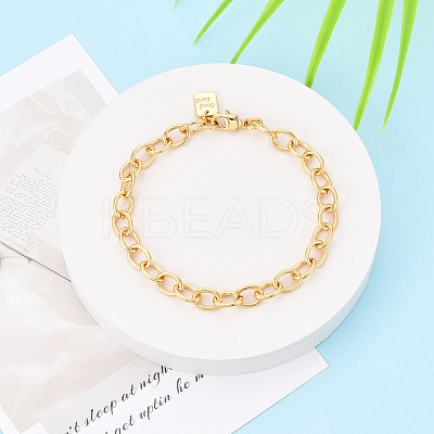 Brass Cable Chain Bracelets for Women BJEW-N032-07B-G-1