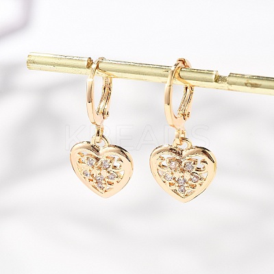 Brass Micro Pave Clear Cubic Zirconia Hoop Earrings for Women EJEW-G428-24G-02-1