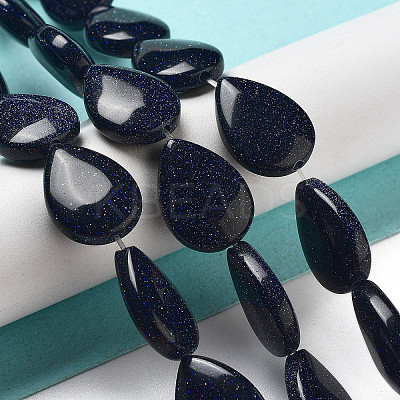 Synthetic Blue Goldstone Beads Strands G-P528-L06-01-1