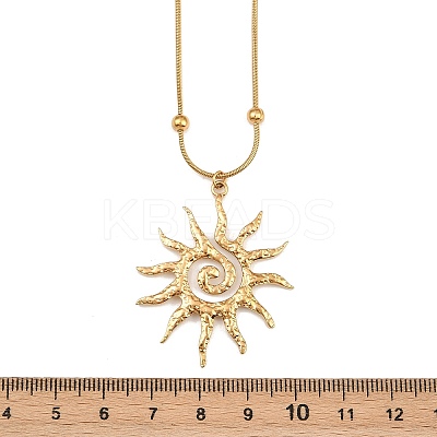 304 Stainless Steel Sun Pendant Snake Ball Chain Necklaces for Women NJEW-G179-02G-1