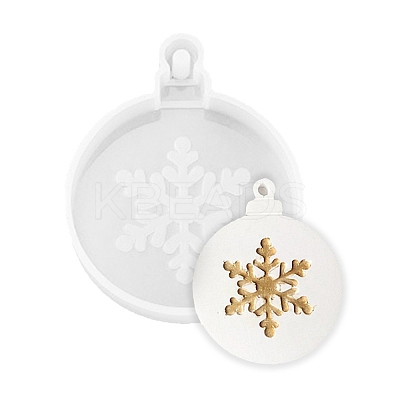 Christmas Theme DIY Flat Round with Snowflake Pendant Silicone Molds LS-DIY-F114-34-1