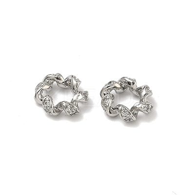 Brass Micro Pave Clear Cubic Zirconia European Beads KK-D228-03P-1