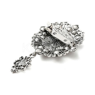 Retro Alloy Rhinestone Oval Brooch JEWB-B022-01AS-01-1