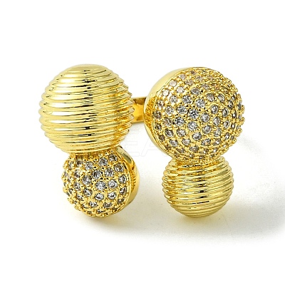 Brass Micro Pave Cubic Zirconia Open Cuff Rings RJEW-K256-43G-1