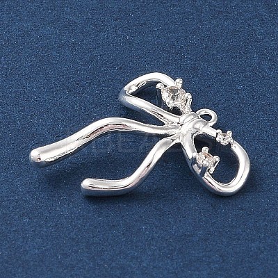 Brass Micro Pave Clear Cubic Zirconia Pendants KK-G491-24S-01-1