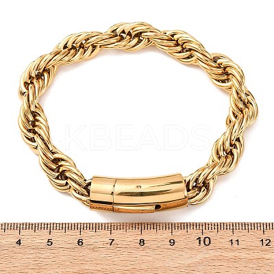 304 Stainless Steel Rope Chain Bracelets for Men Women BJEW-C124-03B-G-1