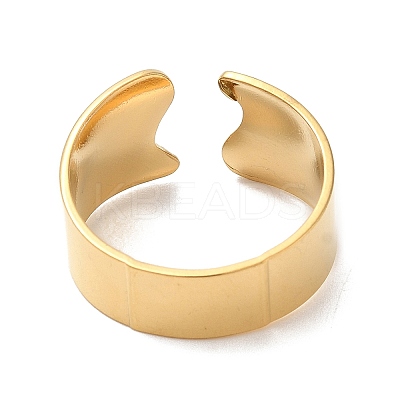 Ion Plating(IP) 304 Stainless Steel Plain Open Cuff Ring for Women RJEW-M149-22G-1