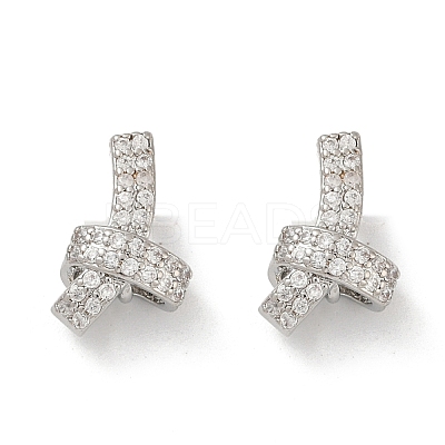 knot Brass Micro Pave Clear Cubic Zirconia Stud Earrings EJEW-F895-16P-1