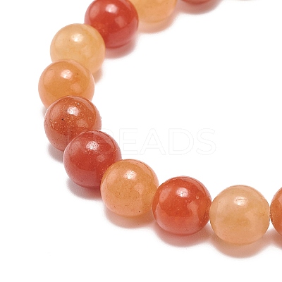Natural Red Aventurine Beaded Stretch Bracelet BJEW-JB08879-06-1