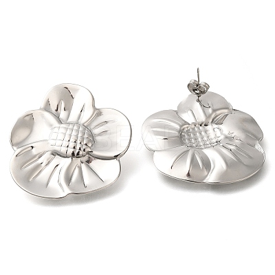 304 Stainless Steel Flower Stud Earrings EJEW-I312-11P-1