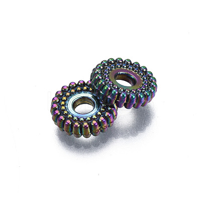 Rack Plating Rainbow Color Alloy Beads PALLOY-S180-353-1