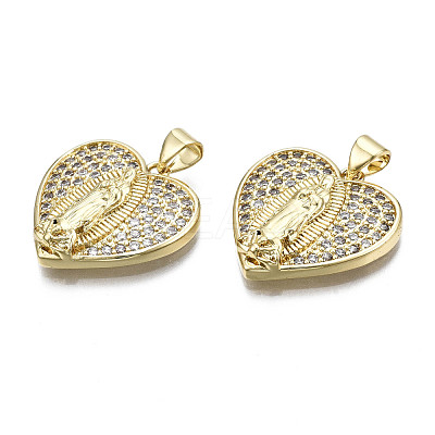 Brass Micro Pave Clear Cubic Zirconia Pendants KK-Q769-028-NF-1