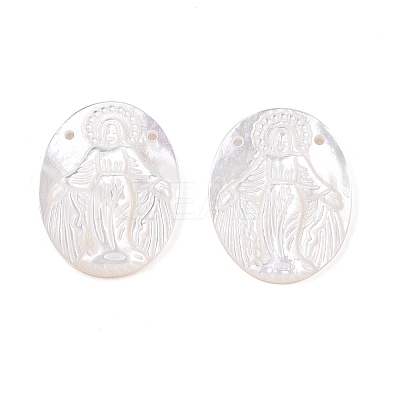 Natural White Shell Mother of Pearl Shell Pendants SSHEL-S264-010-1